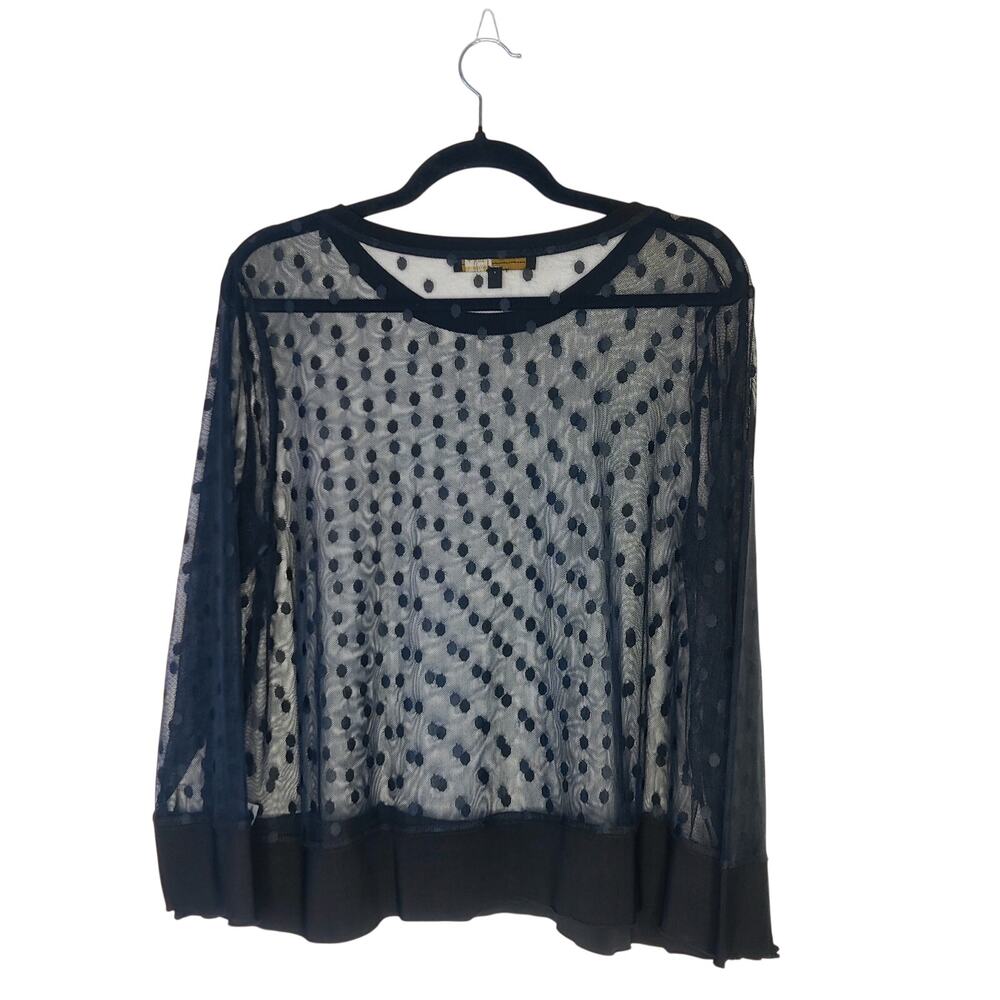 Liv by Habitat Sheer Black Polka Dot Long Sleeve Artsy Top Large Whimsigoth - Picture 2 of 10